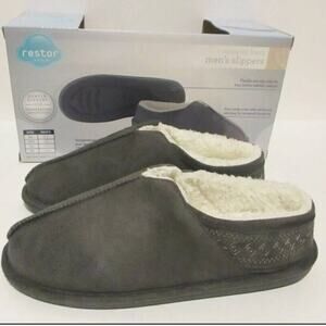 MEN'S or womens 6-7 SMALL RESTOR MEMORY FOAM SLIPPERS NEW gray full coverage